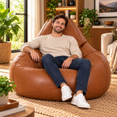 Genuine Cowhide Leather Bean Bag Chair Tan