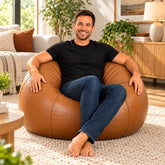 Genuine Cowhide Leather Beanbag Chair Tan