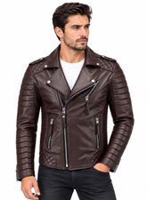 Men’s Leather Biker Jacket Brown