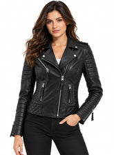 Women’s Leather Biker Jacket Black