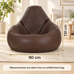 Genuine Cowhide Leather Bean Bag & Footrest Brown