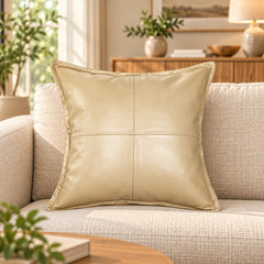 Genuine Leather Pillow Cover Beige