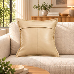 Genuine Leather Pillow Cover Beige