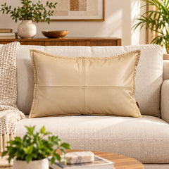 Genuine Leather Pillow Cover Beige