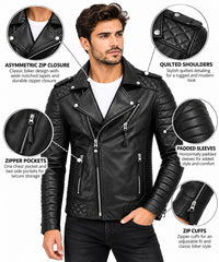 Men’s Leather Biker Jacket Black