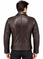 Men’s Leather Biker Jacket Brown