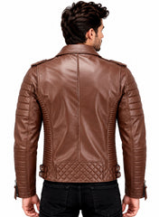 Men’s Leather Biker Jacket Tan