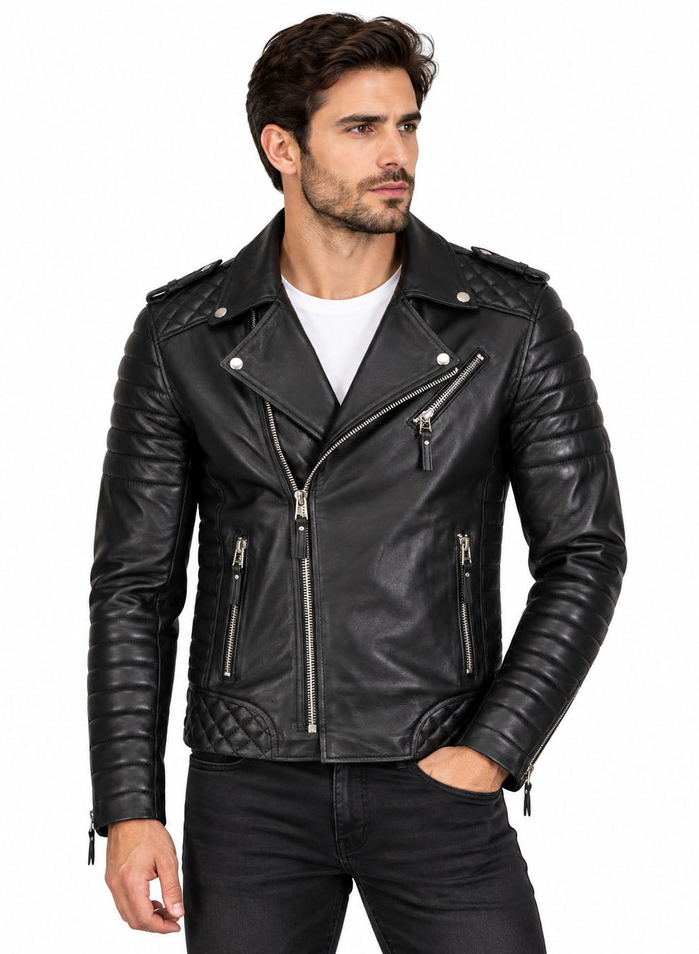 Men’s Leather Motorcycle Jacket Black