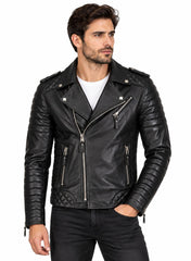 Men’s Leather Motorcycle Jacket Black