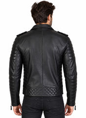 Men’s Leather Motorcycle Jacket Black