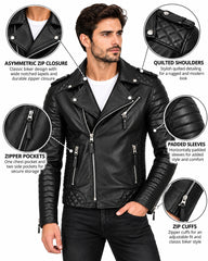 Men’s Leather Motorcycle Jacket Black