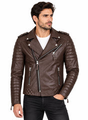 Men’s Leather Motorcycle Jacket Brown