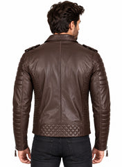 Men’s Leather Motorcycle Jacket Brown