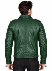 Men’s Leather Motorcycle Jacket Green