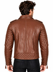 Men’s Leather Motorcycle Jacket Tan
