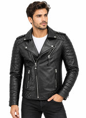 Men’s Leather Biker Jacket Black