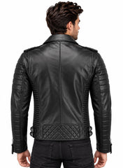Men’s Leather Biker Jacket Black