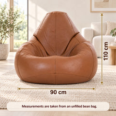 Premium Cowhide Leather Bean Bag Chair Tan