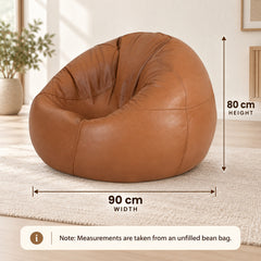 Premium Cowhide Leather Beanbag Chair Tan