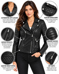 Women’s Leather Biker Jacket Black