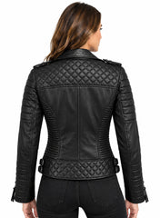Women’s Leather Biker Jacket Black